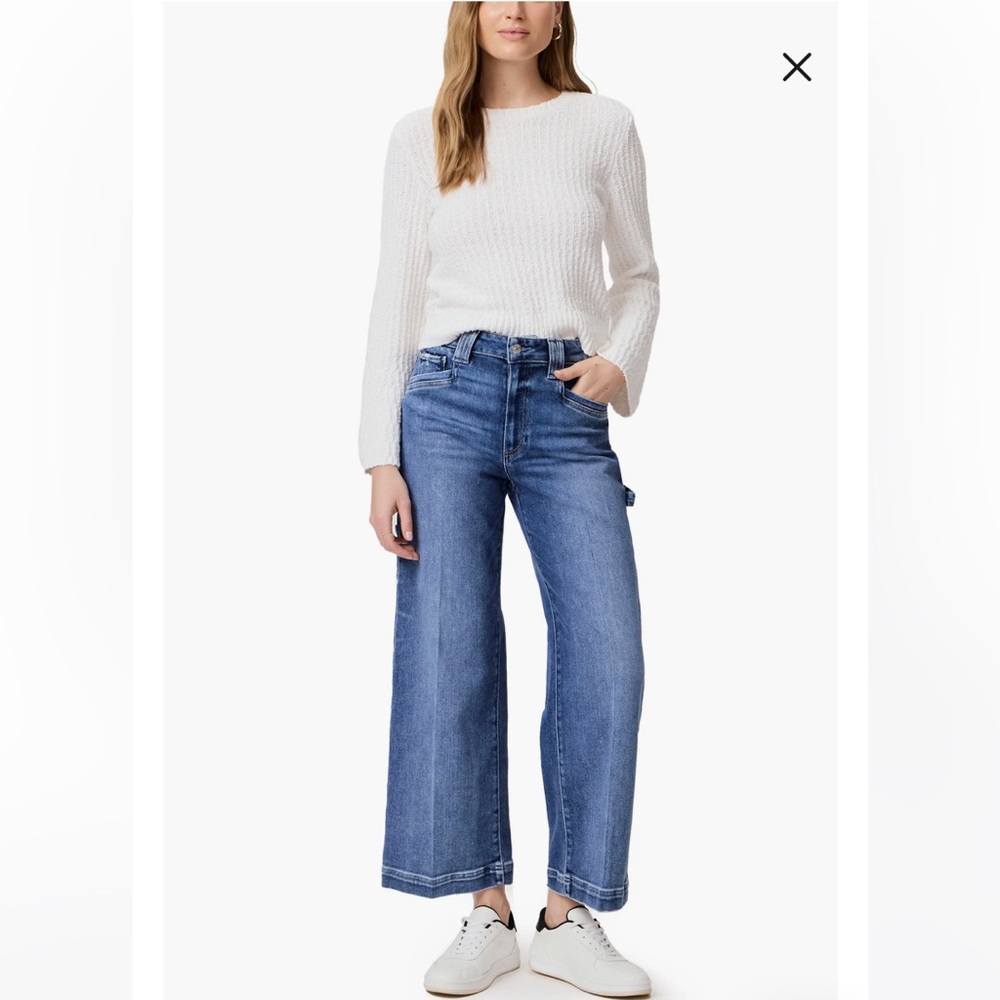 PAIGE Anessa High Waist Wide Leg Carpenter Jeans, Olivin Distressed, Sz 29, NWT - Picture 12 of 15